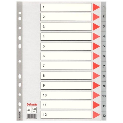 1-INDEX NUMERIC 1-12 A4 P.P.GRIS (10)