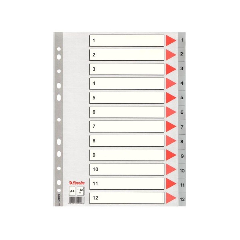 1-INDEX NUMERIC 1-12 A4 P.P.GRIS (10)