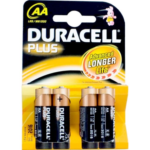 4-PILES DURACELL PLUS AA LR06 (20)