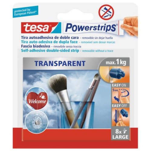 8-TIRES ADHESIVES POWERSTRIPS TRANSP. 1KGS