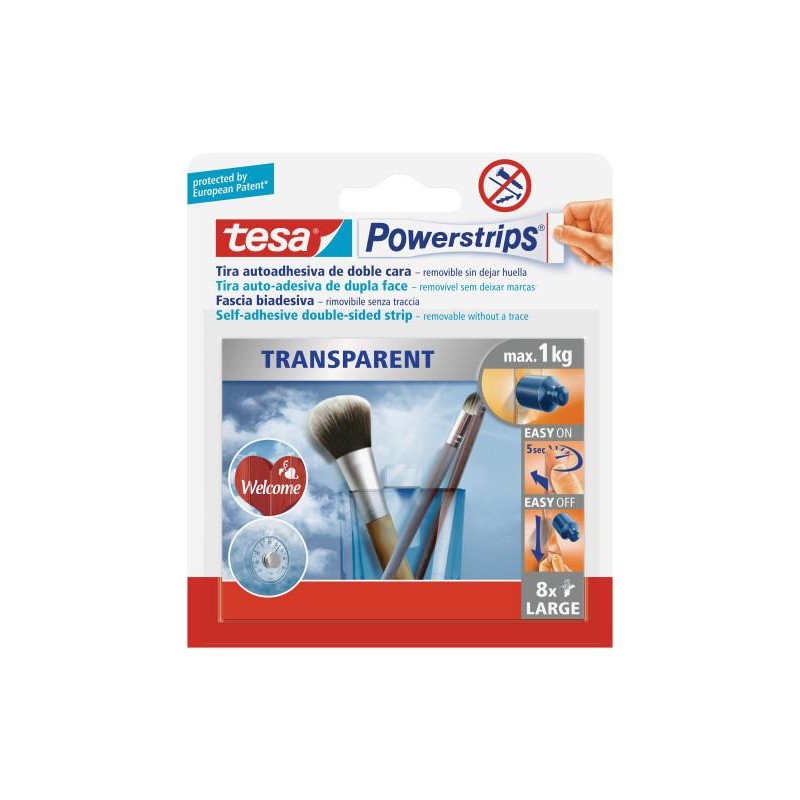 8-TIRES ADHESIVES POWERSTRIPS TRANSP. 1KGS